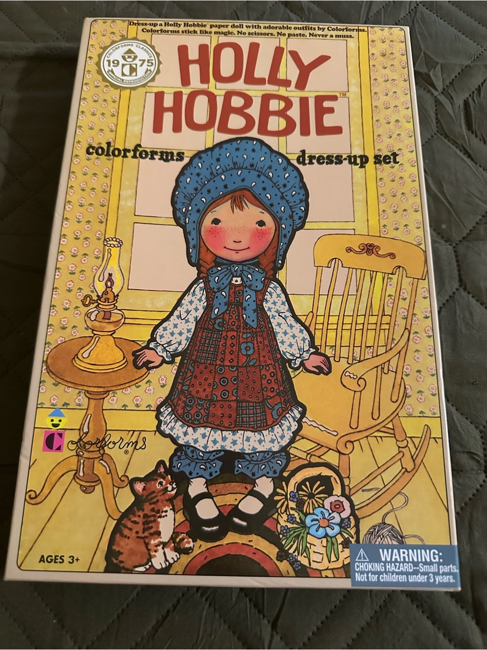 Holly Hobbie…Kids Dress up Toy- Blue & Brown Printed Pinafore Colorform Set